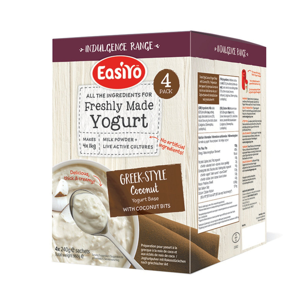 EasiYo Indulgence Greek Style with Coconut Bits Yoghurt Mix x 4