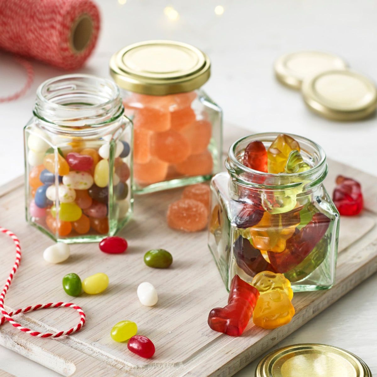 6 Square Mini Glass Jam Jars With Lids 130ml