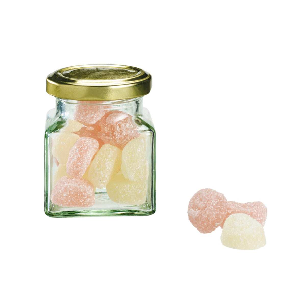 6 Square Mini Glass Jam Jars With Lids 130ml