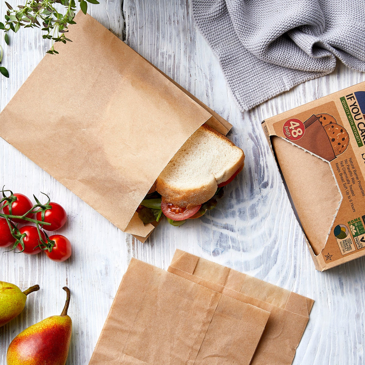 48 Traditional Brown Paper Snack & Sweets Bags