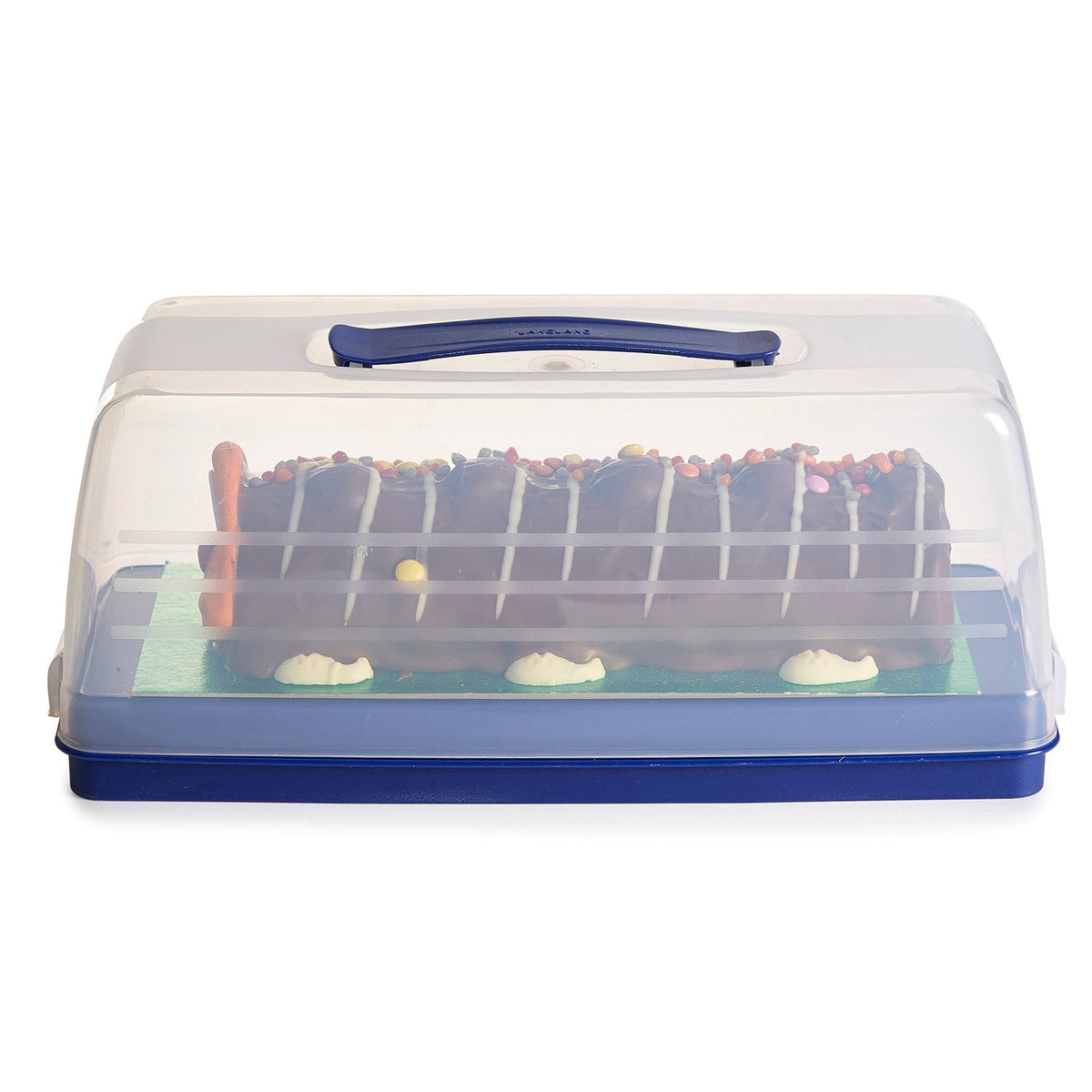 Cake Carrier Caddy & Clear Lid - Oblong Holds Swiss Rolls & Loaf Cake