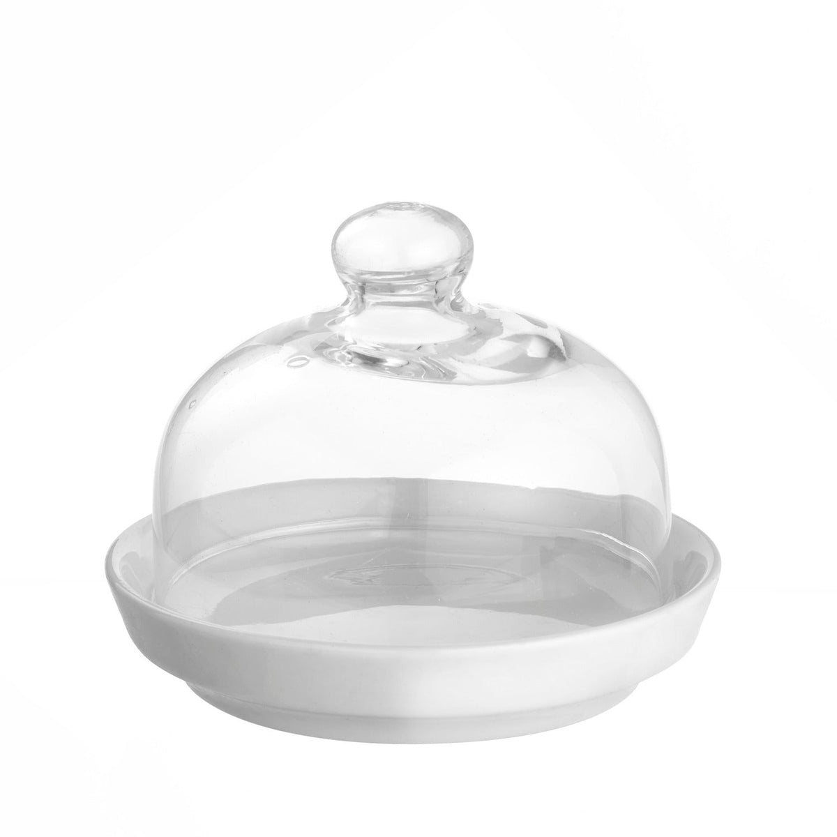 Elegance Porcelain Mini Serving Plate & Glass Lid