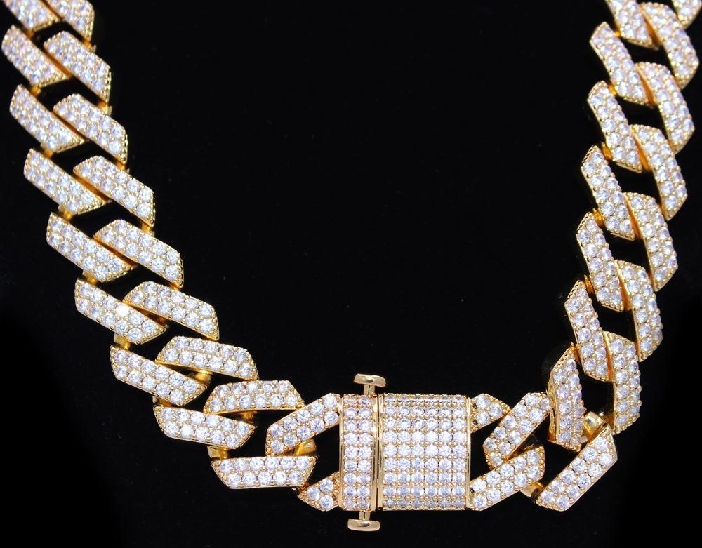 19MM Turkish Cuban Bling Bling Chain White / Yellow Gold