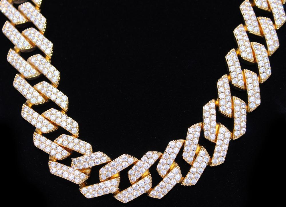 19MM Turkish Cuban Bling Bling Chain White / Yellow Gold