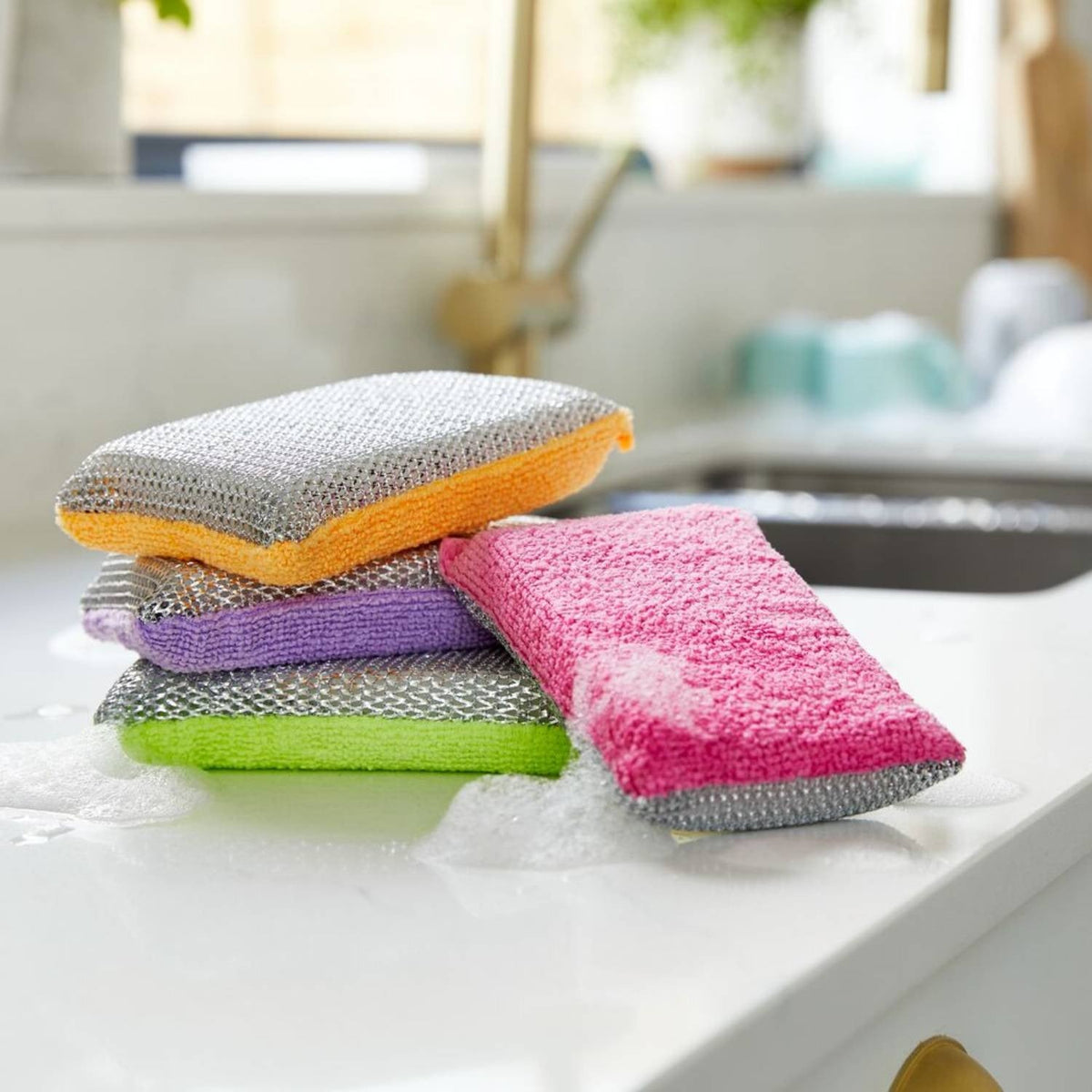 4 Lakeland Microfibre Dual Kitchen Sponges