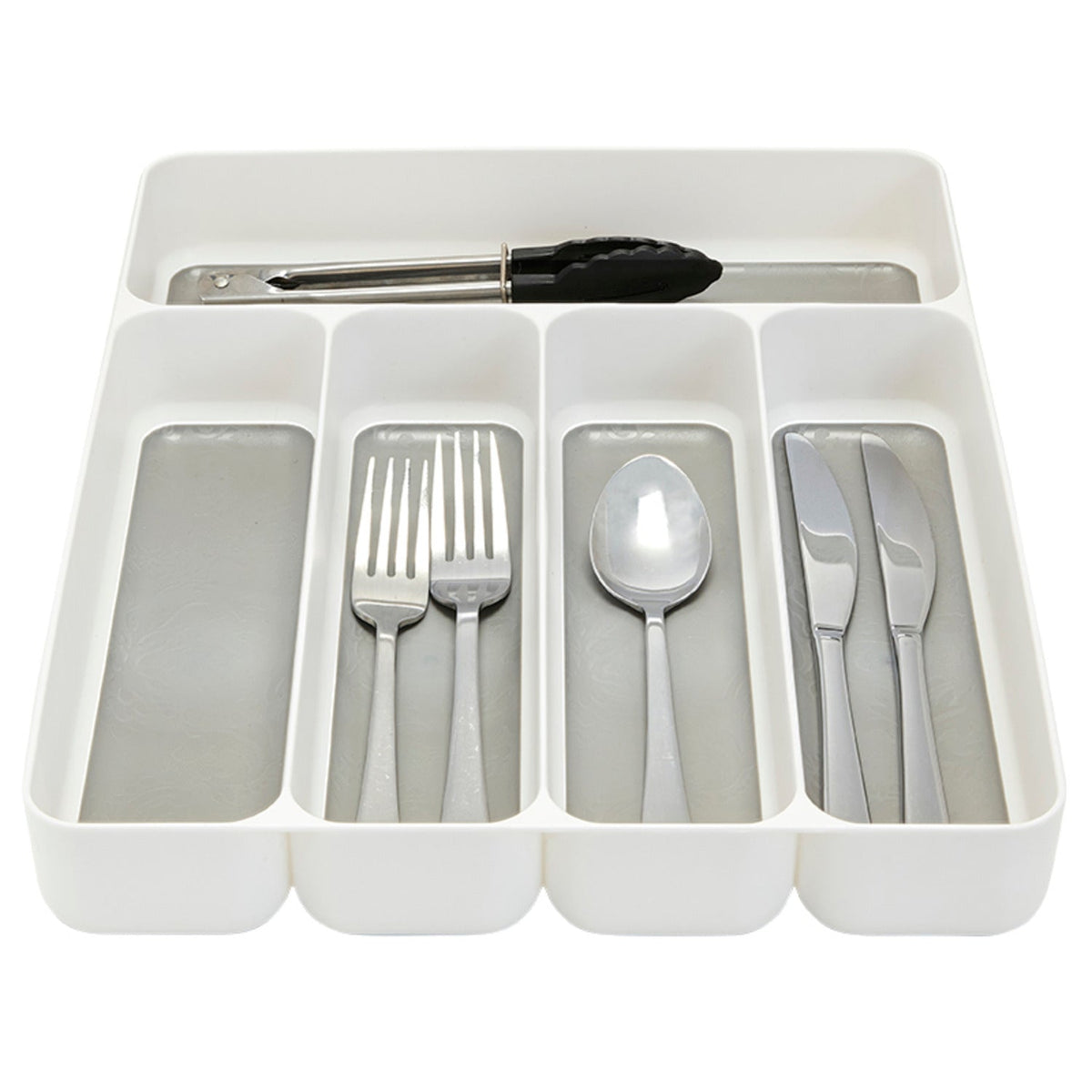 Stay Put Drawer Organiser Cutlery Tray 5 Hole - White
