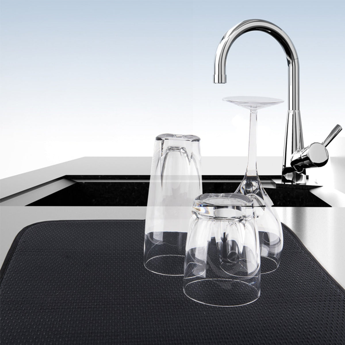 Diamond Dish Drying Mat For Glasses and Cups - Black