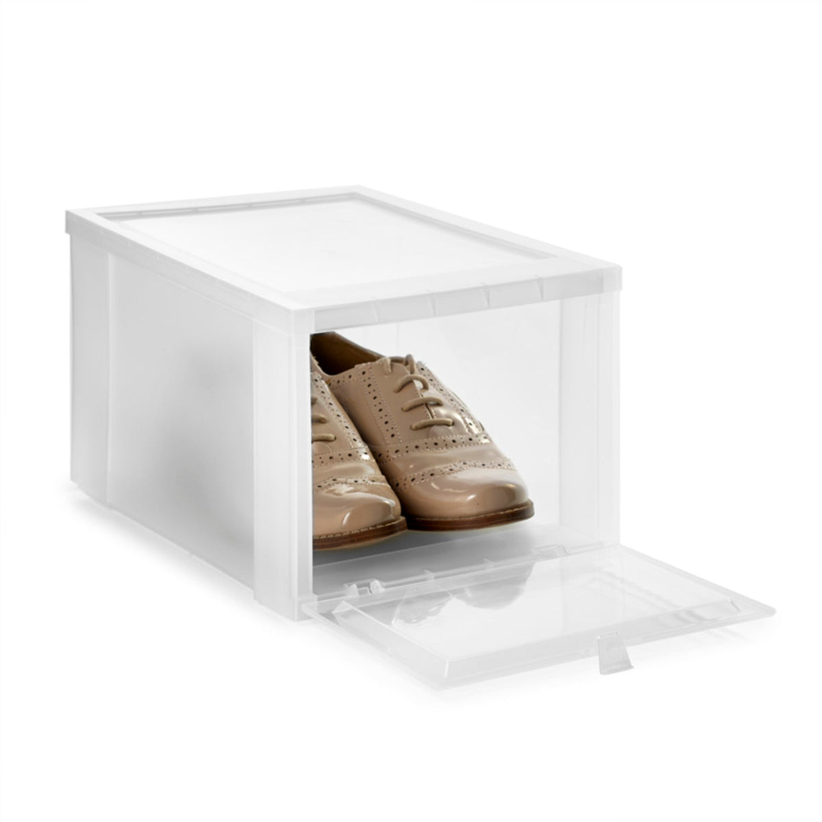 Drop Front Stackable Clear Plastic Shoe Storage Box - Medium