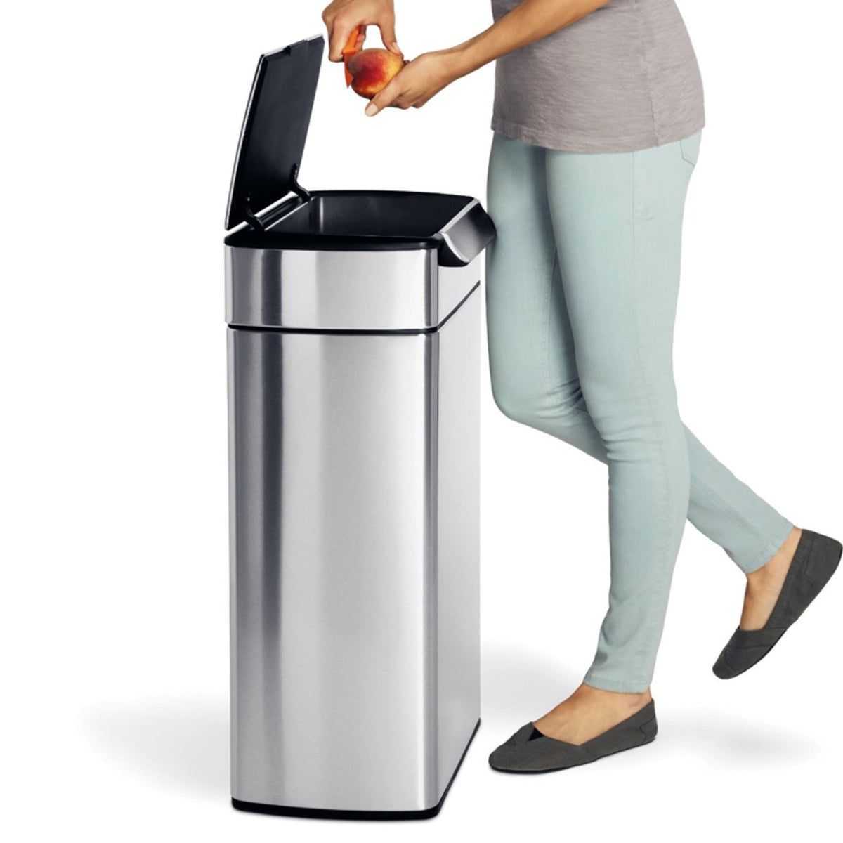 simplehuman Touch Bar Kitchen Waste Bin - Silver 40L