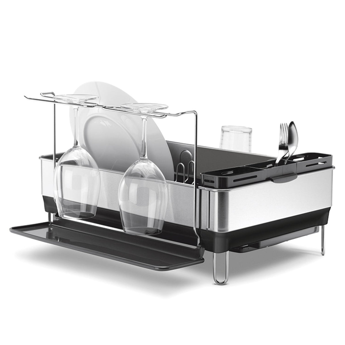 simplehuman Steel Frame Large Dish Drainer Rack - Silver and Grey