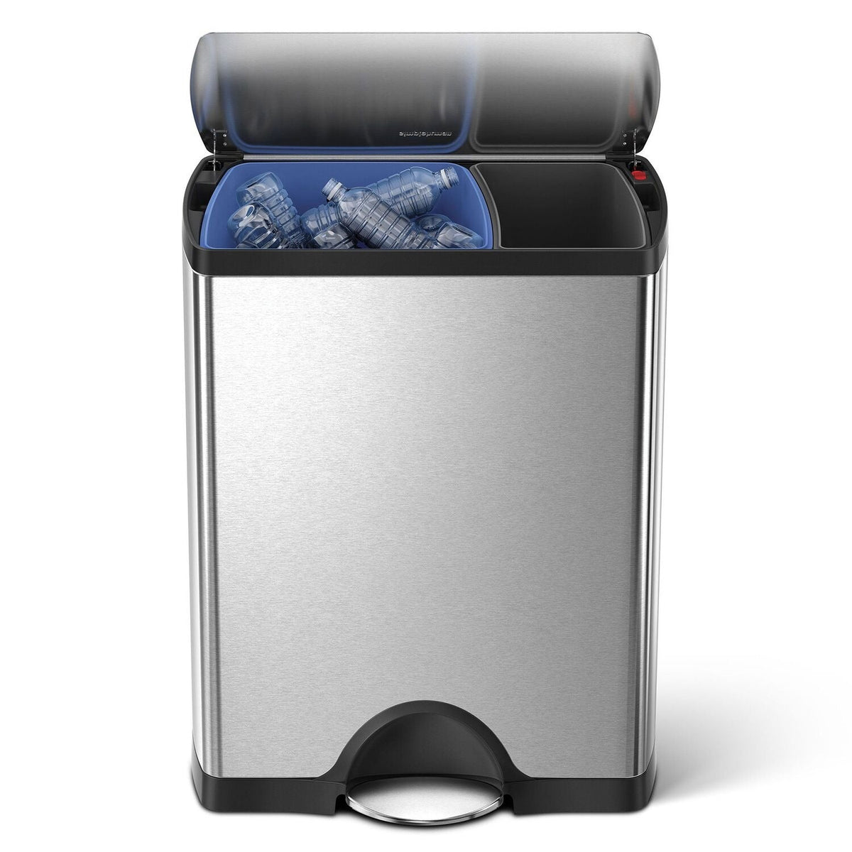Simplehuman Divided Recycle Kitchen Waste Pedal Bin - Silver 46L