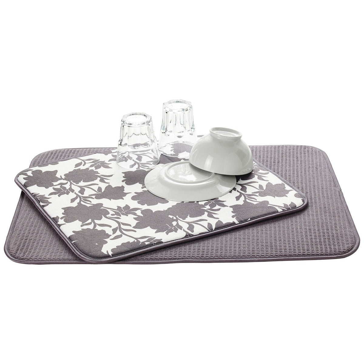 2 Double Sided Drying Mats Grey Rose