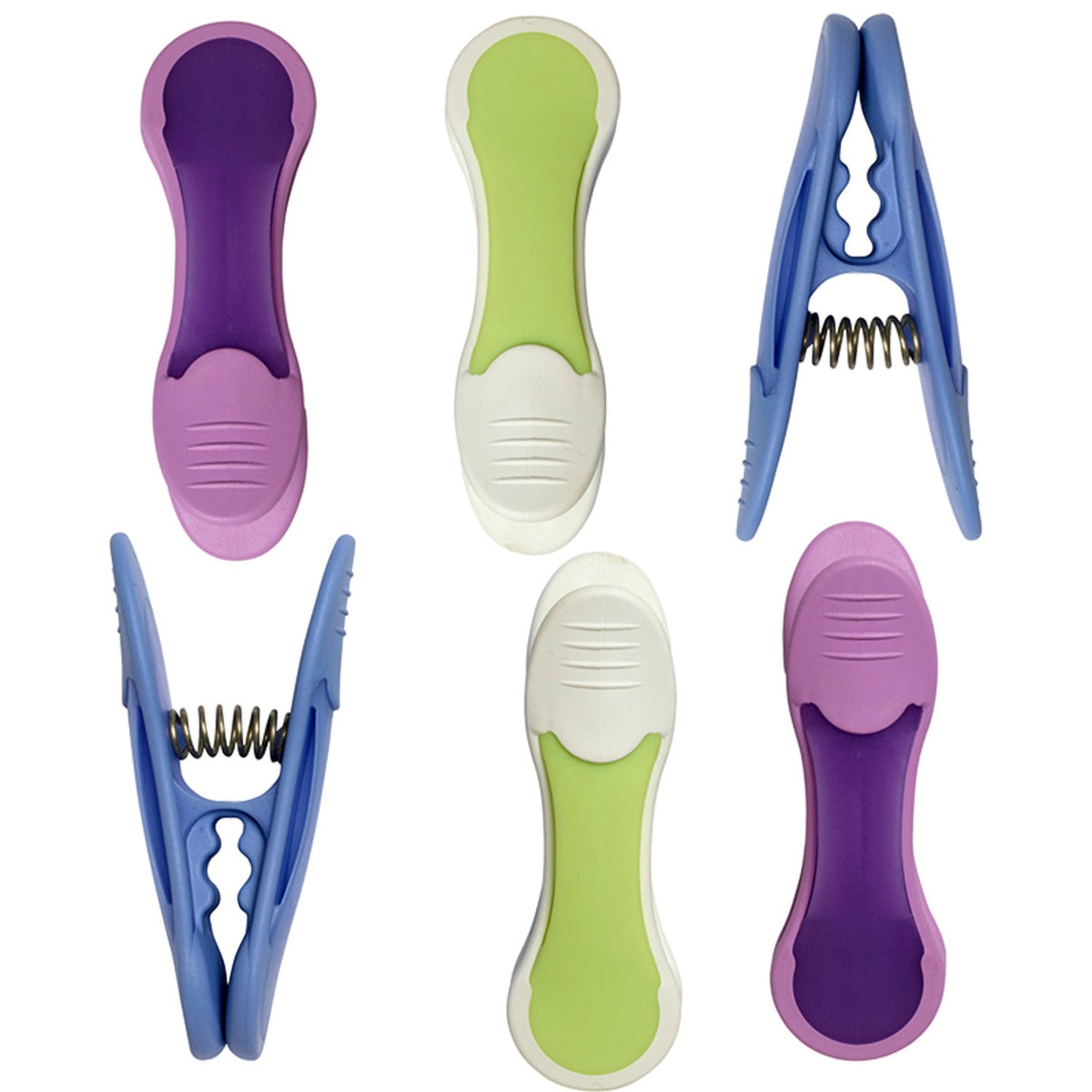 6 Big Soft Grip Clothes Pegs Pastel