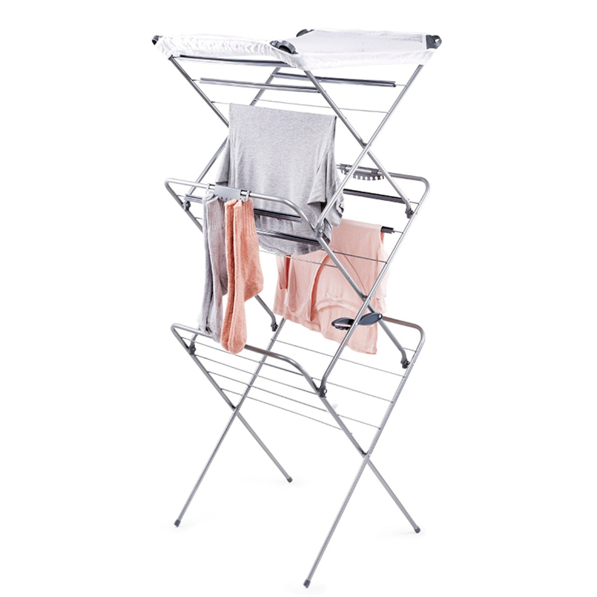 Easy-Up Concertina Indoor Clothes Airer Deluxe Grey 14m