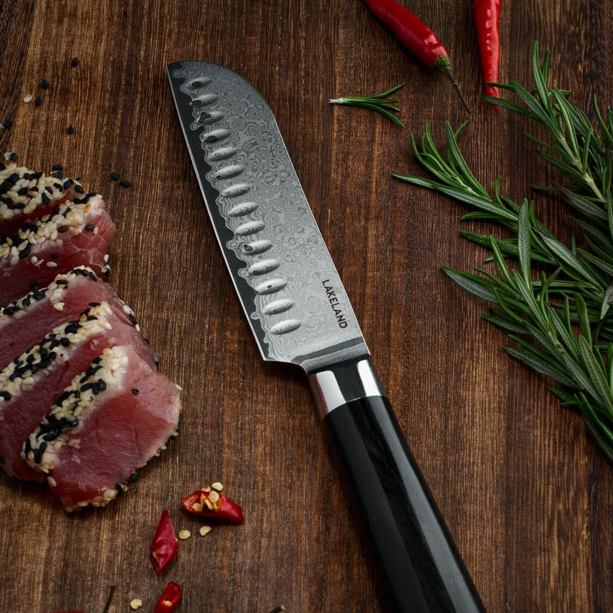 Lakeland Damascus Santoku Knife 13cm Blade