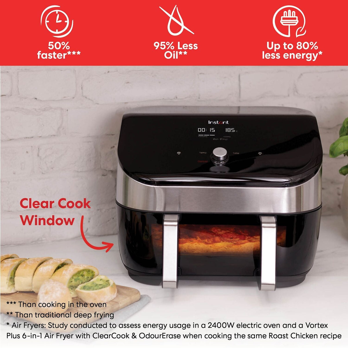 Instant Vortex Plus VersaZone Large 8.5L Air Fryer with ClearCook Window 140-4100-01-UK
