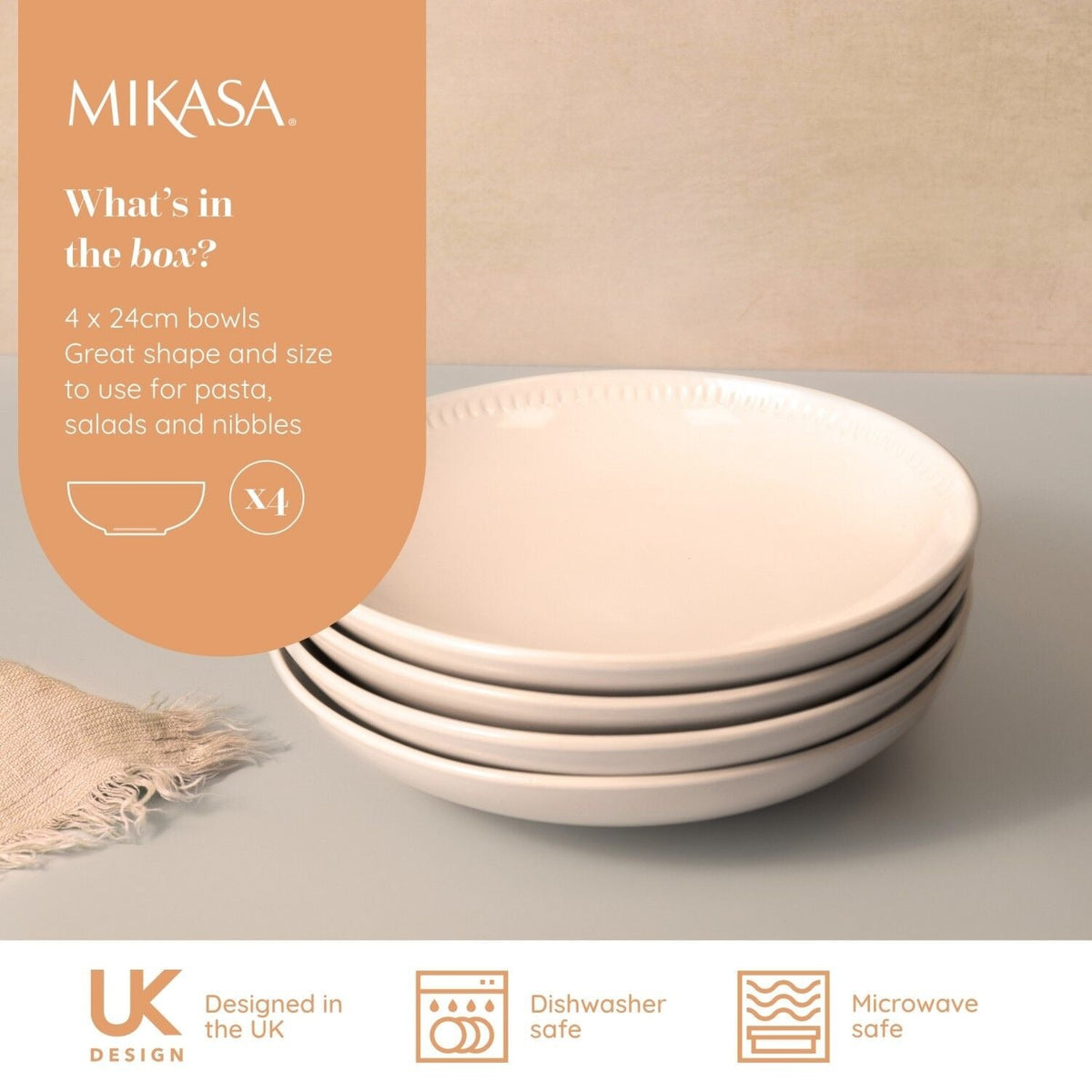 Mikasa Cranborne 4-piece Pasta Bowl Set