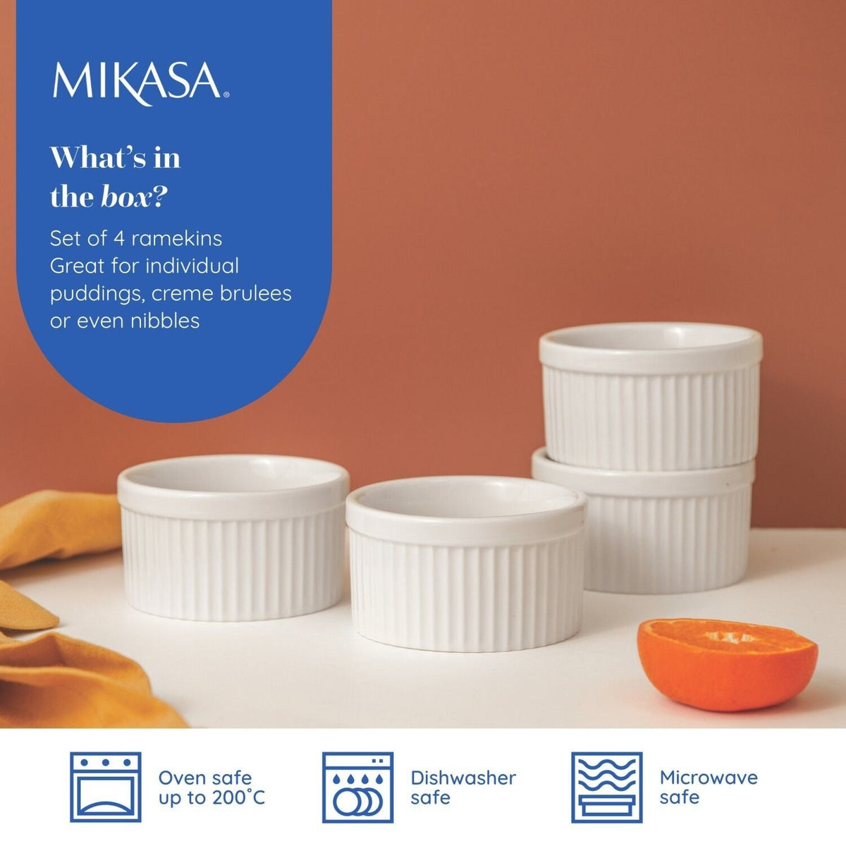 Mikasa Chalk 4-piece Porcelain Ramekin Set