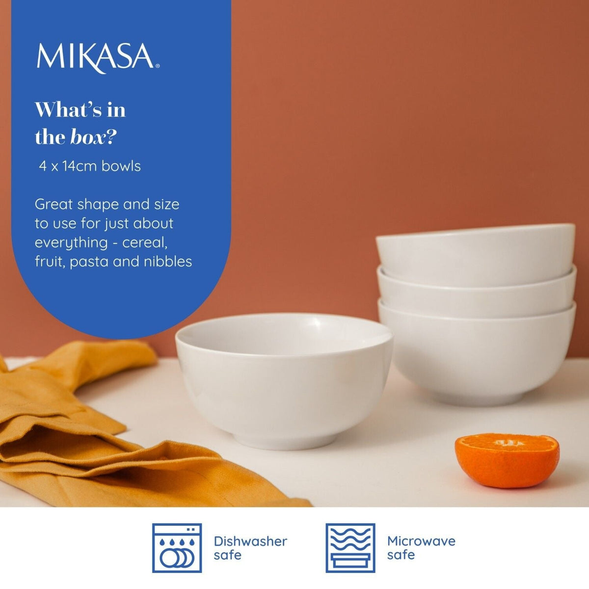 Mikasa Chalk 4-piece Porcelain Cereal Bowl Set