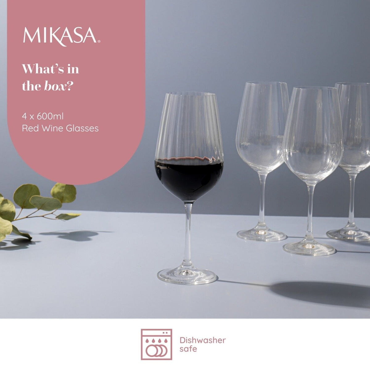 4 Mikasa Treviso Red Wine Glasses 600ml