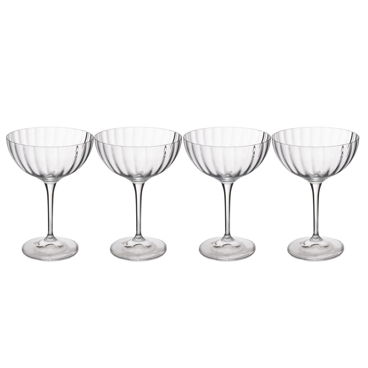 4 Mikasa Treviso Champagne Coupe Glasses 300ml