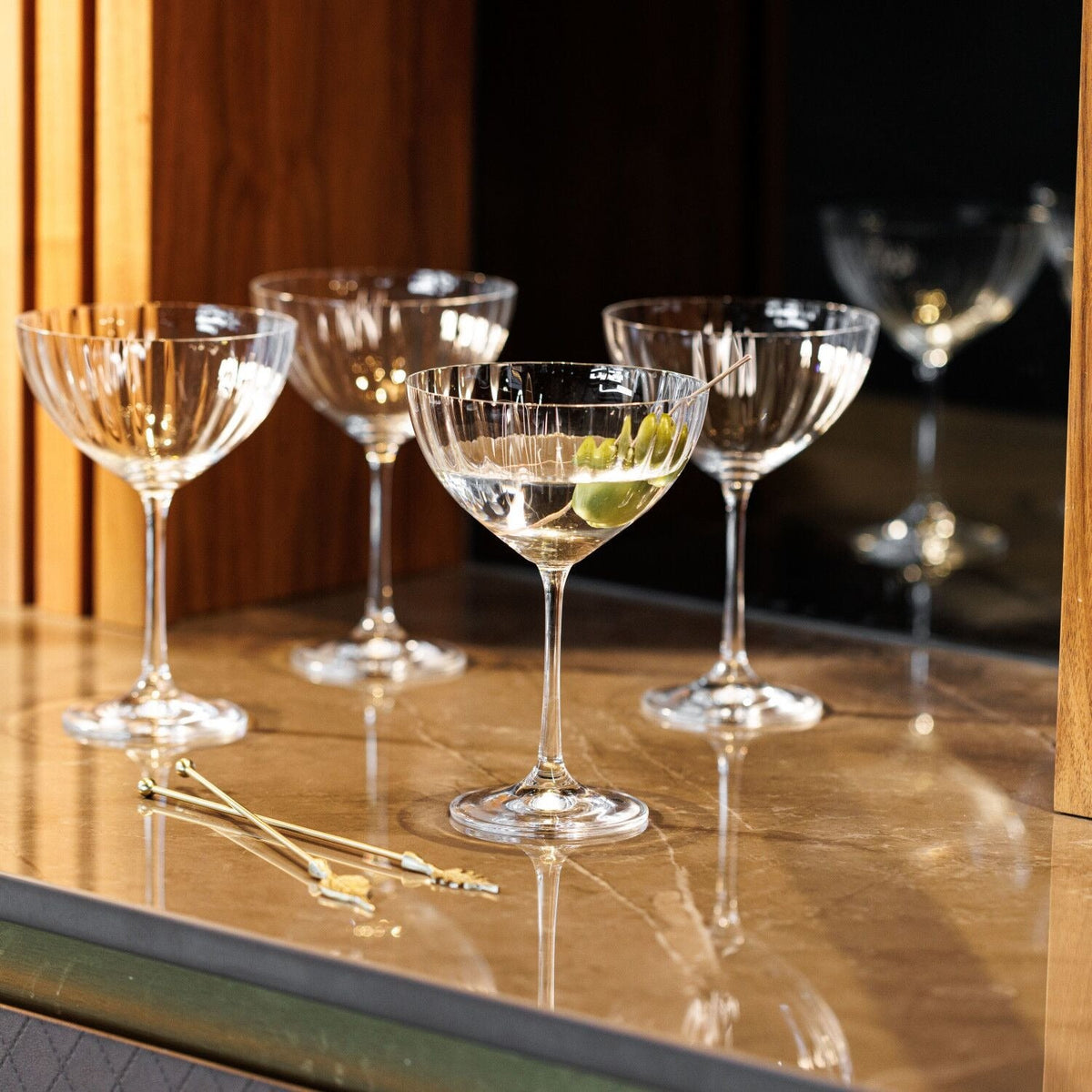 4 Mikasa Treviso Champagne Coupe Glasses 300ml