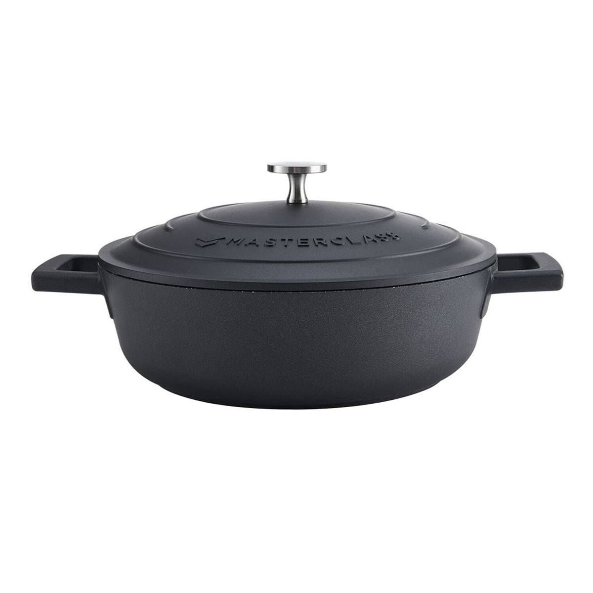 MasterClass 24cm Cast Aluminium Shallow Casserole Dish Black