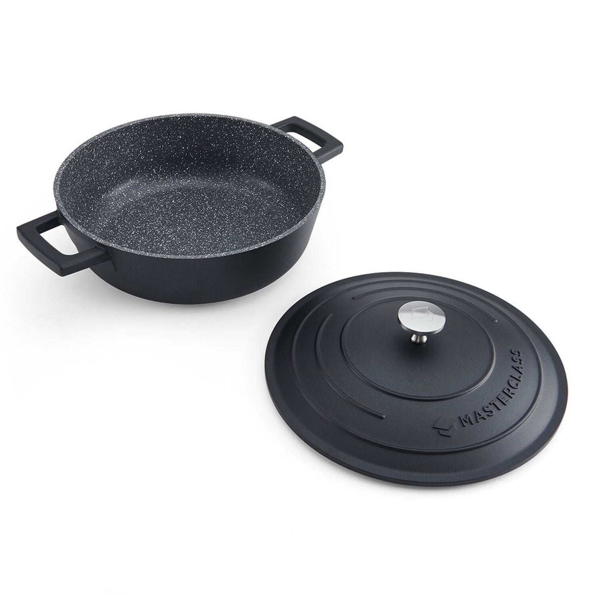 MasterClass 24cm Cast Aluminium Shallow Casserole Dish Black