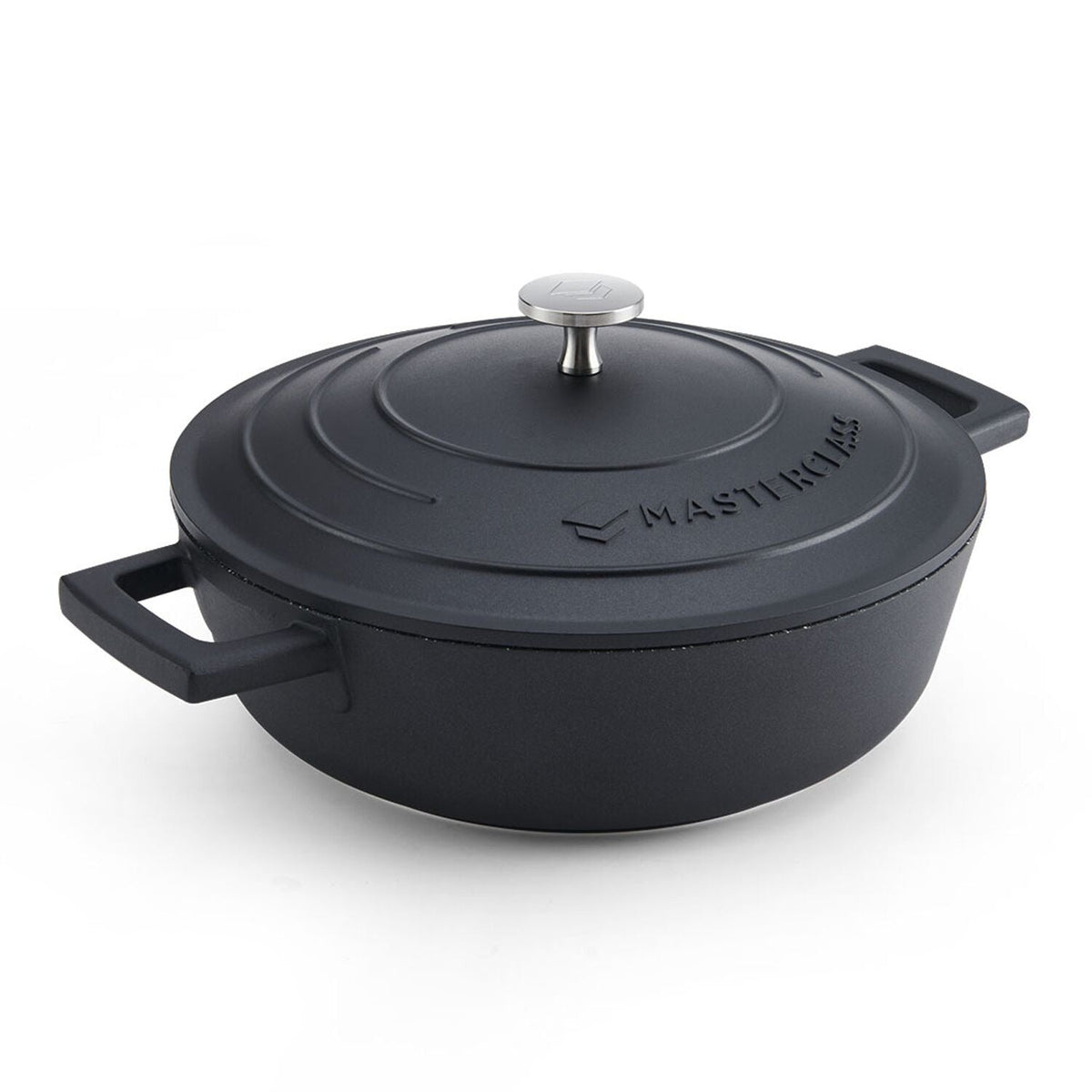 MasterClass 24cm Cast Aluminium Shallow Casserole Dish Black