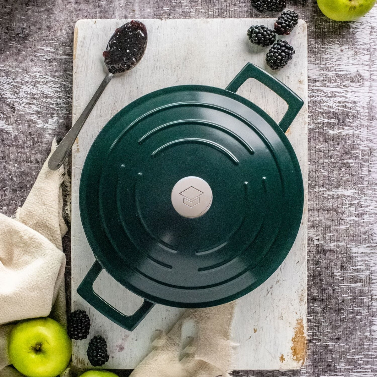 MasterClass 24cm Cast Aluminium Casserole Dish Hunter Green