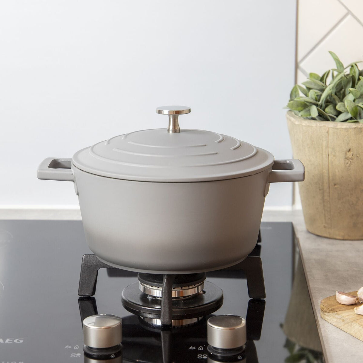 MasterClass 20cm Cast Aluminium Casserole Dish Grey Ombre