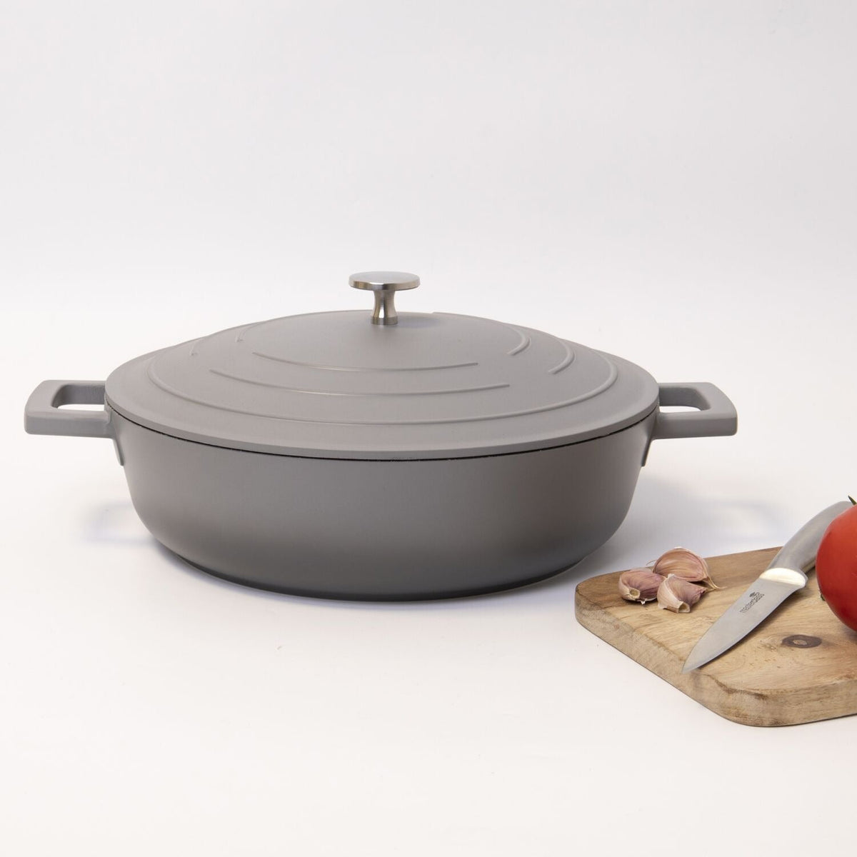 MasterClass 28cm Cast Aluminium Shallow Casserole Dish Grey Ombre
