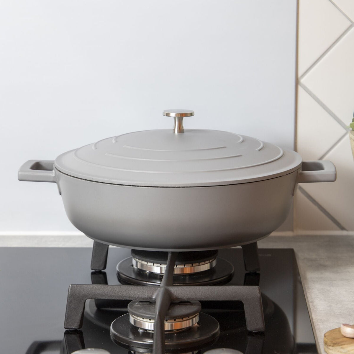 MasterClass 28cm Cast Aluminium Shallow Casserole Dish Grey Ombre