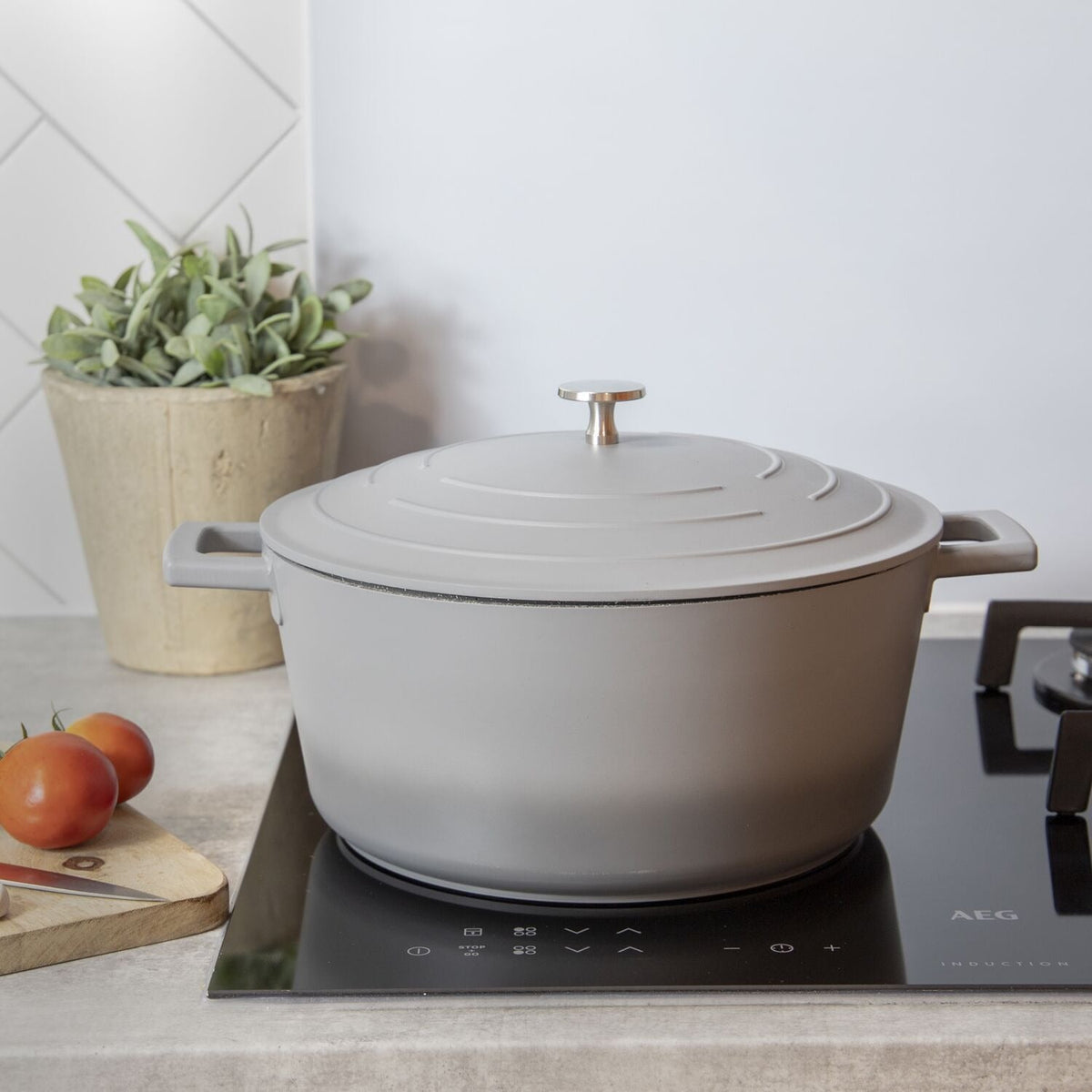 MasterClass 28cm Cast Aluminium Casserole Dish Grey Ombre