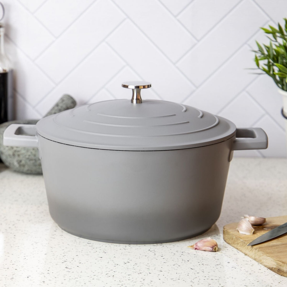 MasterClass 24cm Cast Aluminium Casserole Dish Grey Ombre
