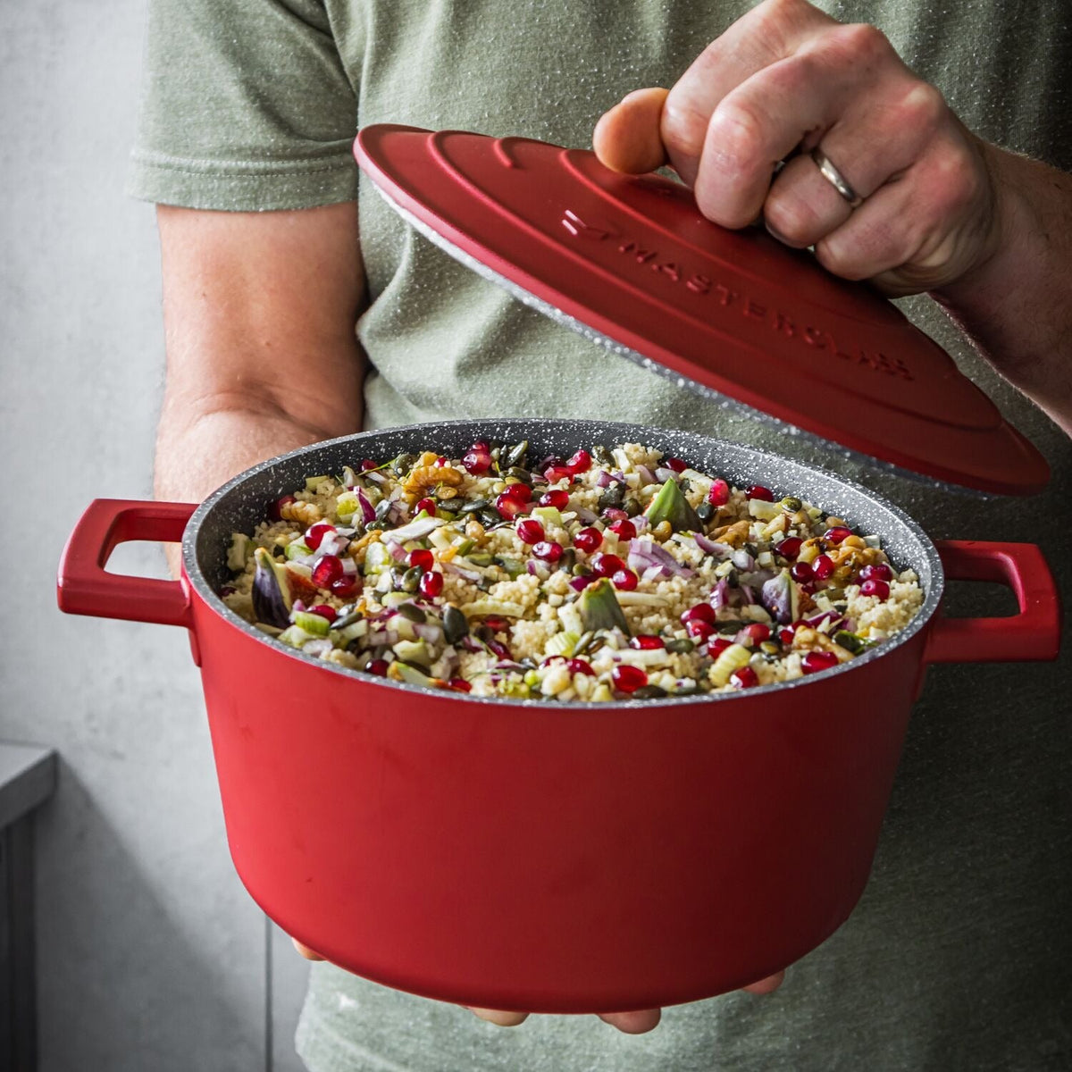 MasterClass 28cm Cast Aluminium Casserole Dish Red