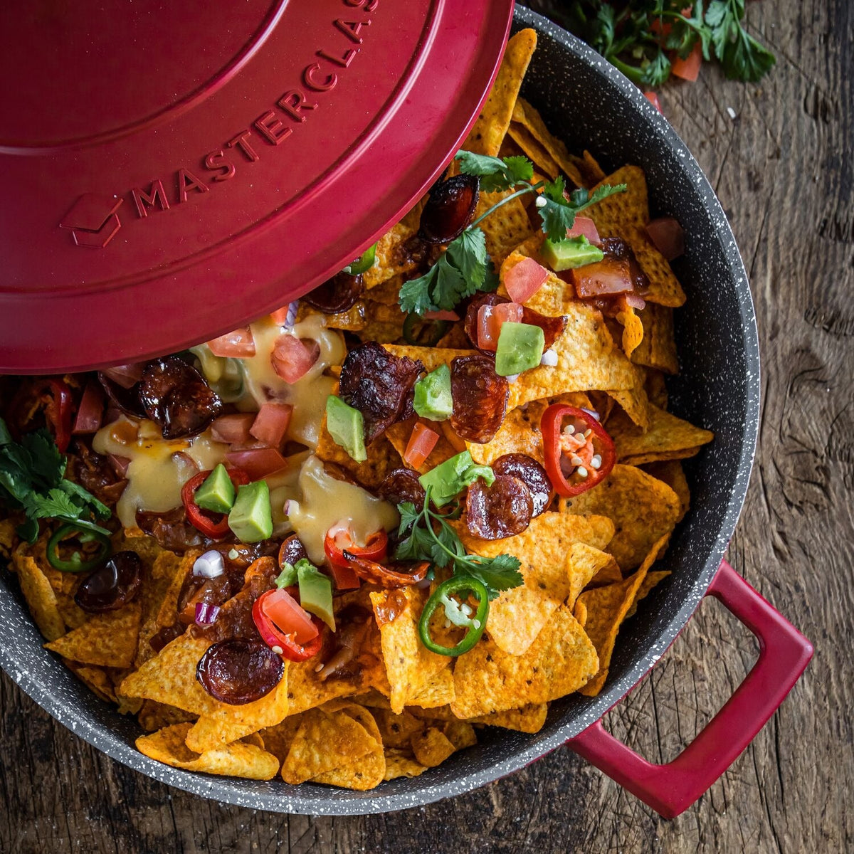 MasterClass 28cm Cast Aluminium Shallow Casserole Dish Red