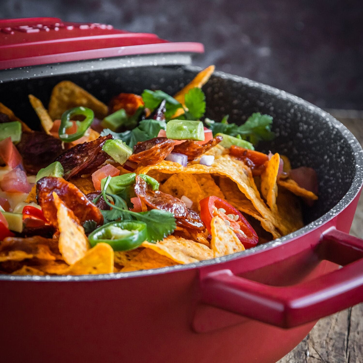 MasterClass 28cm Cast Aluminium Shallow Casserole Dish Red