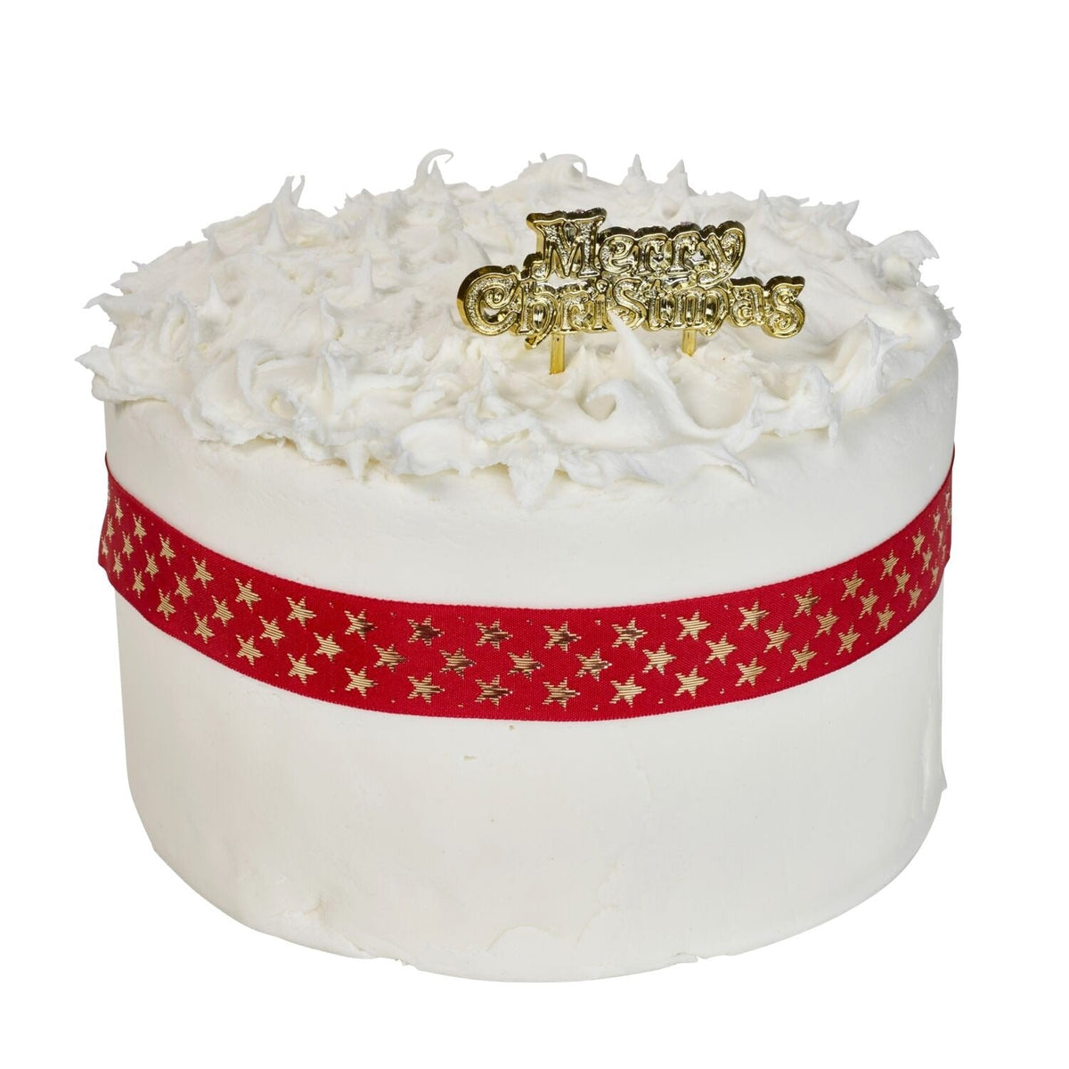 2 Piece Red and Gold Star Christmas Cake Ribbon and Topper Set