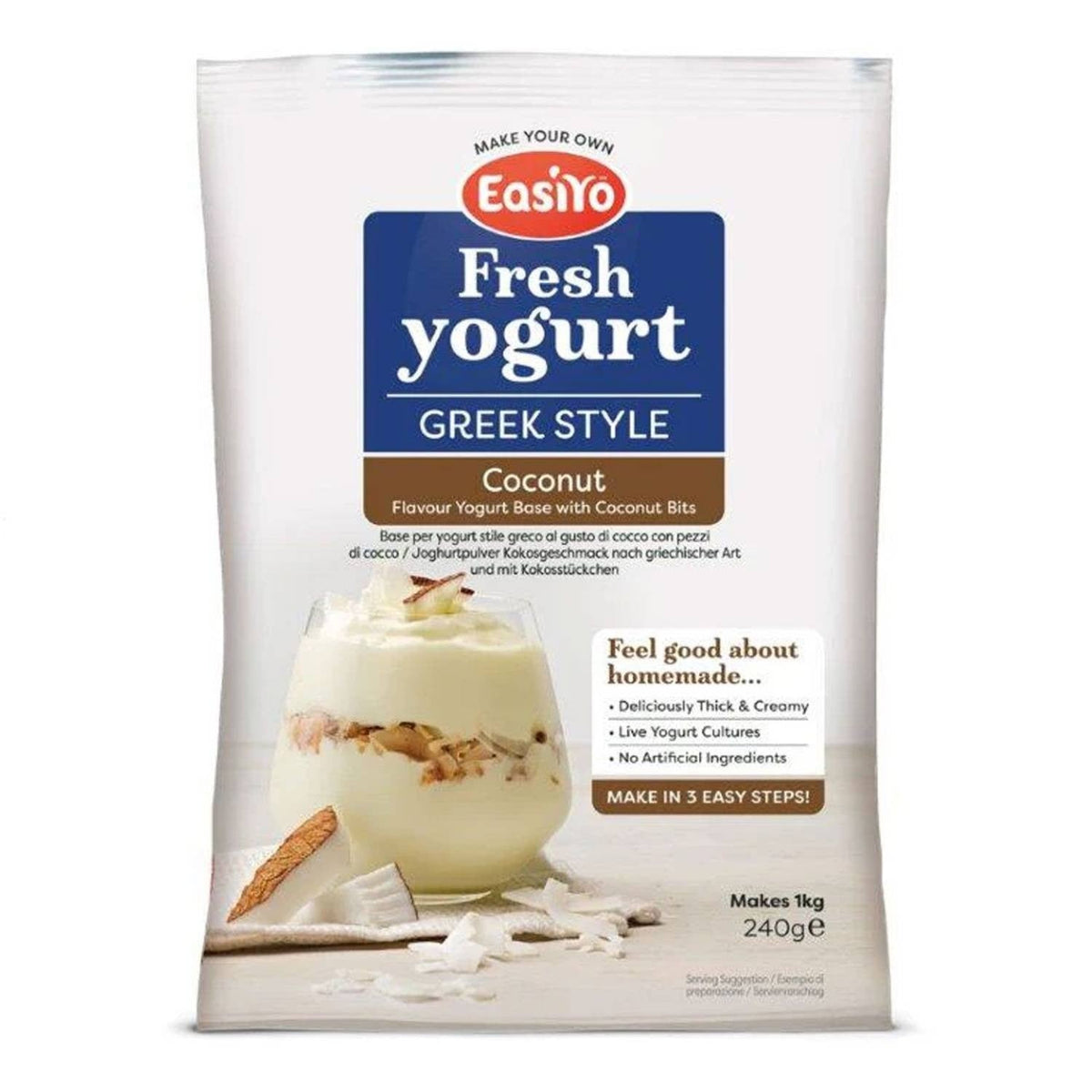 EasiYo Greek Style Coconut & Coconut Bits Yogurt 240g