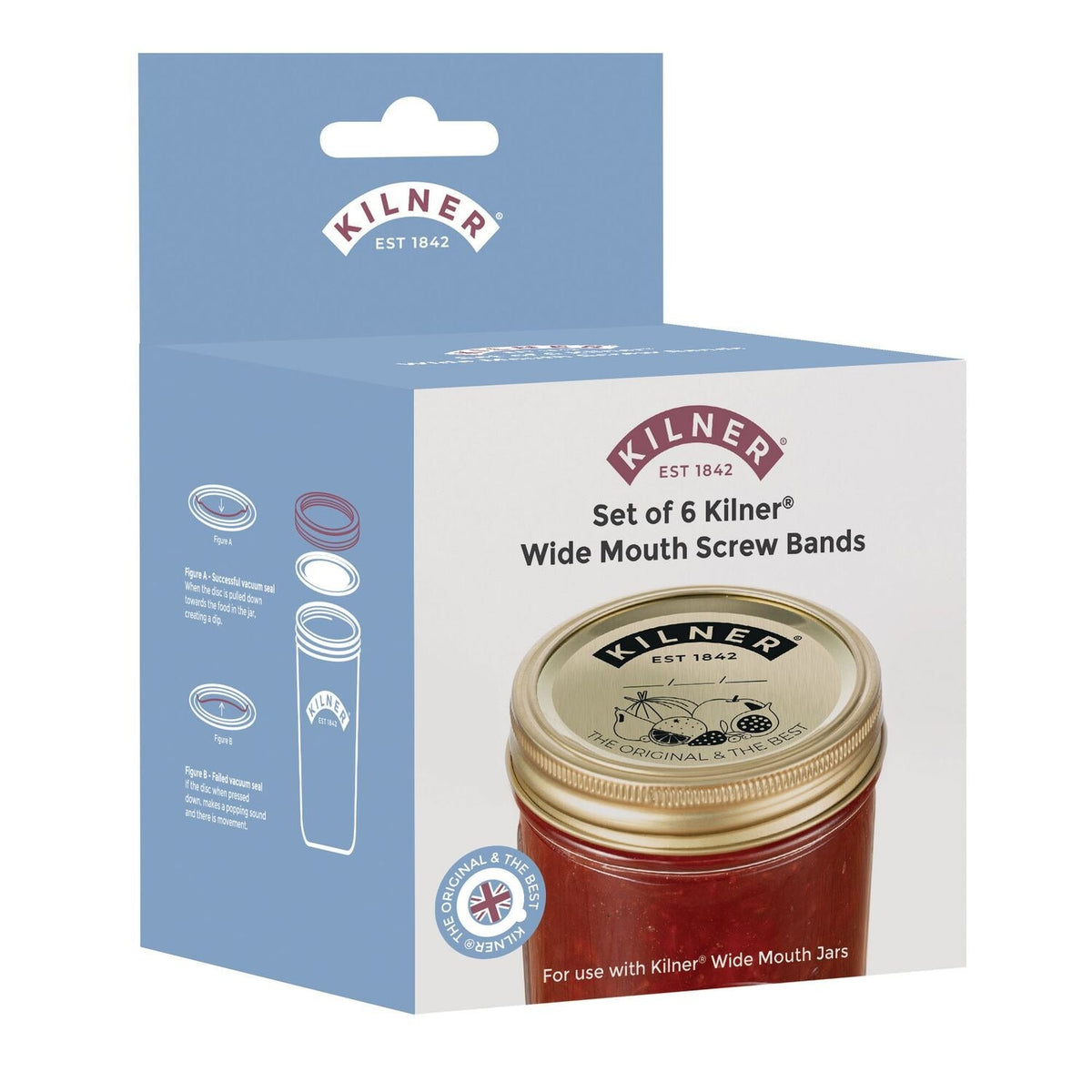 Kilner Wide Mouth Jar Screw Bands – Pack of 6