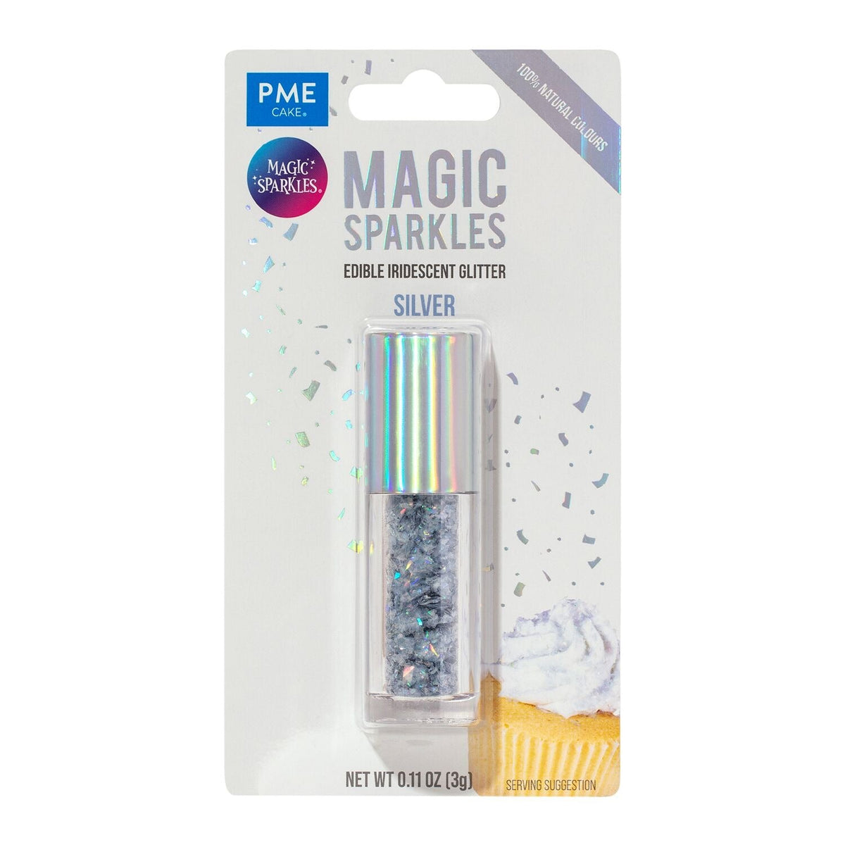 PME Magic Sparkles Edible Iridescent Glitter – Silver 3g