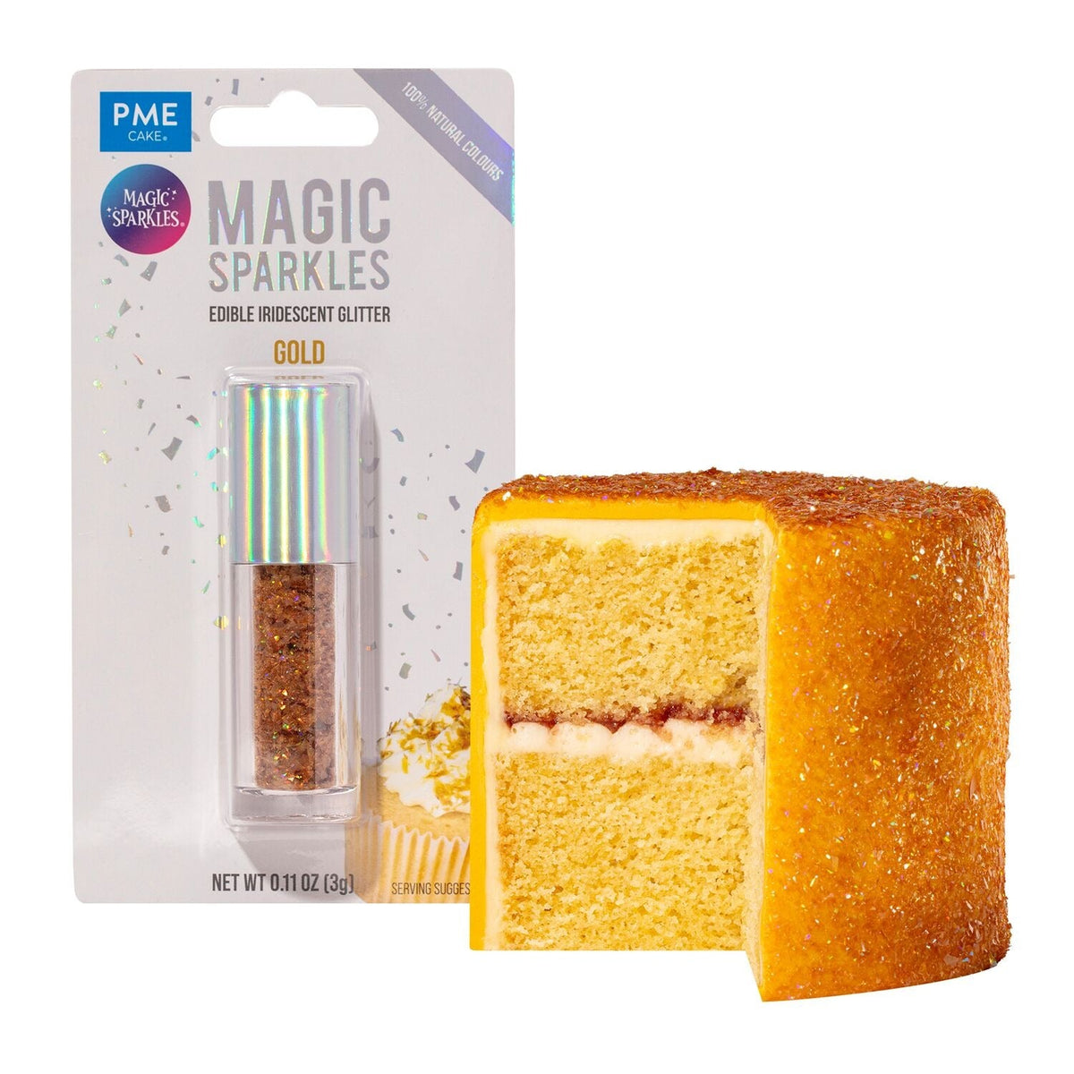 PME Magic Sparkles Edible Iridescent Glitter – Gold 3g