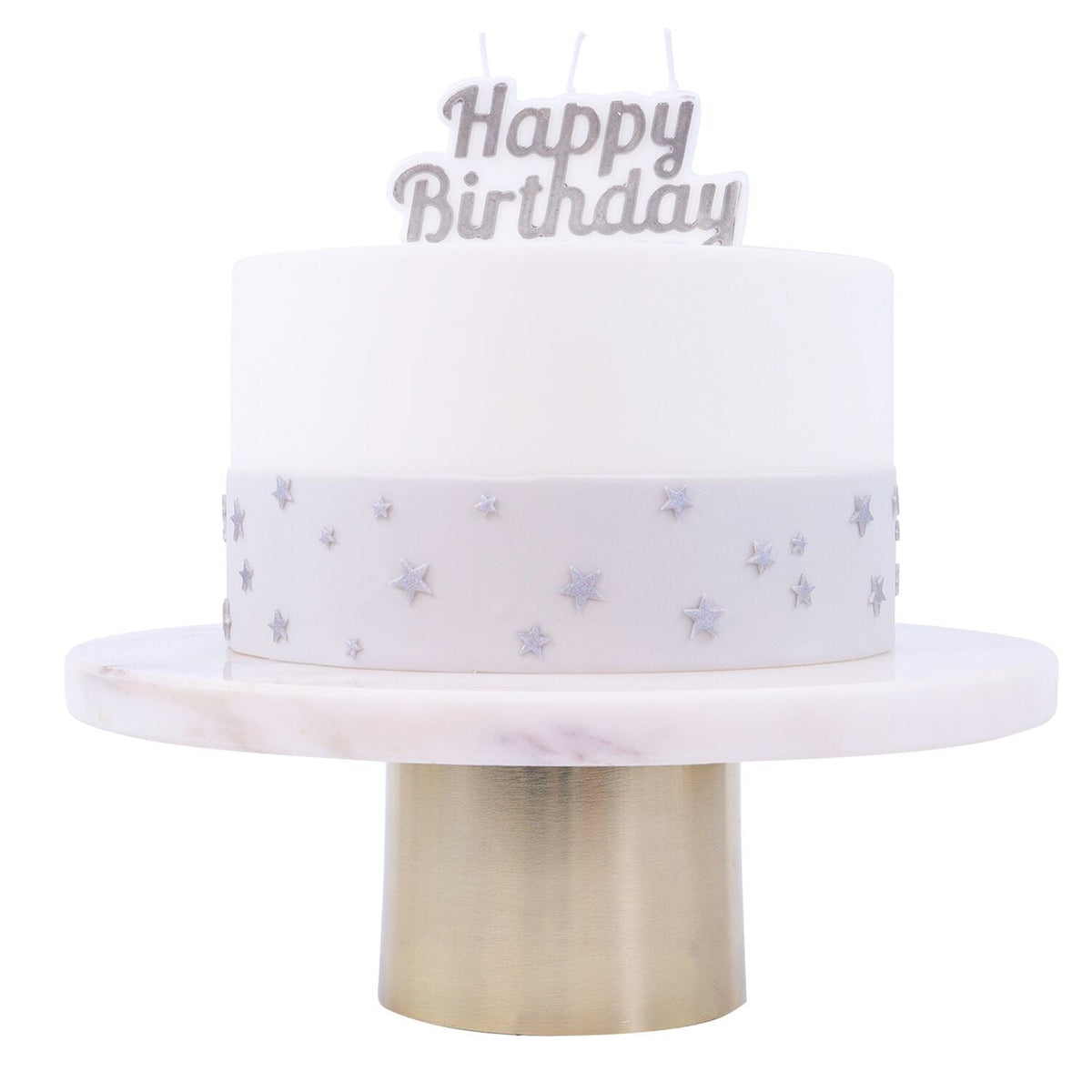 PME Happy Birthday Single Candle – Silver