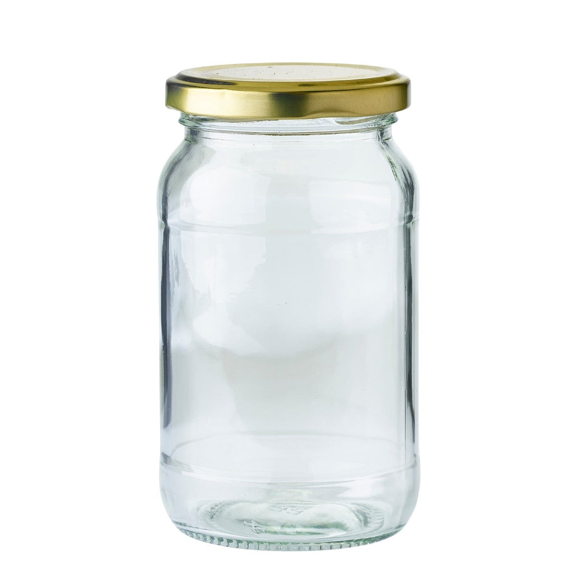 12 Standard Glass Jam Jars With Gold Lids 380ml (1lb)