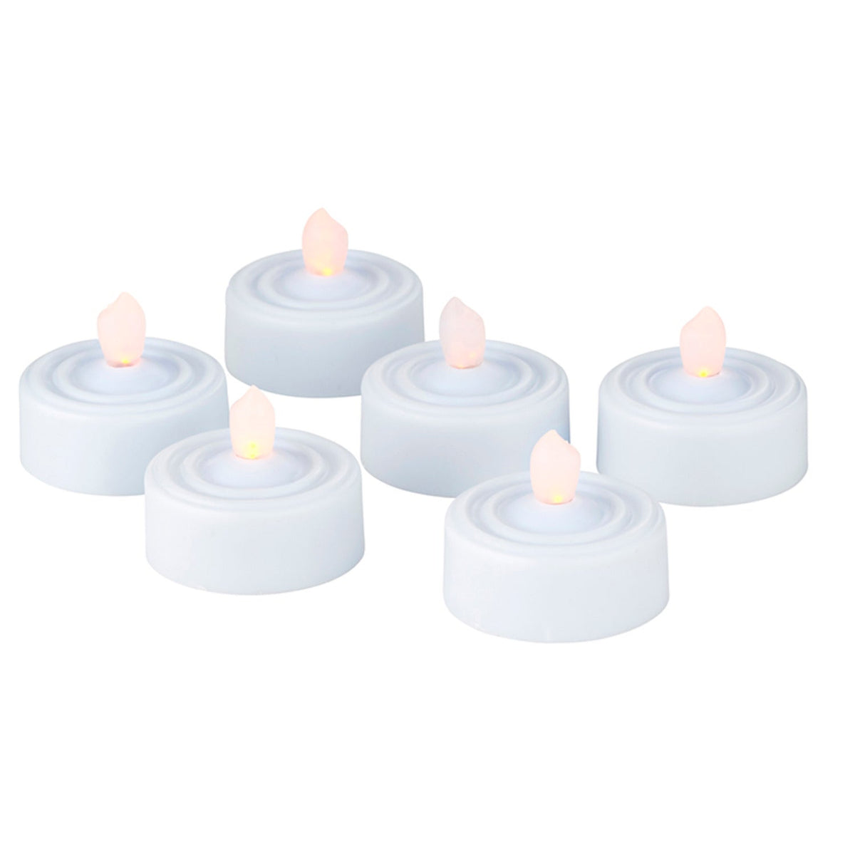 White Flickering LED Tealights - Pack of 6
