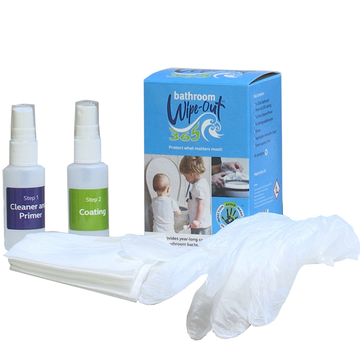 Bathroom WipeOut 365 Anti-Bac Liquid Guard Invisible Germ Barrier Kit