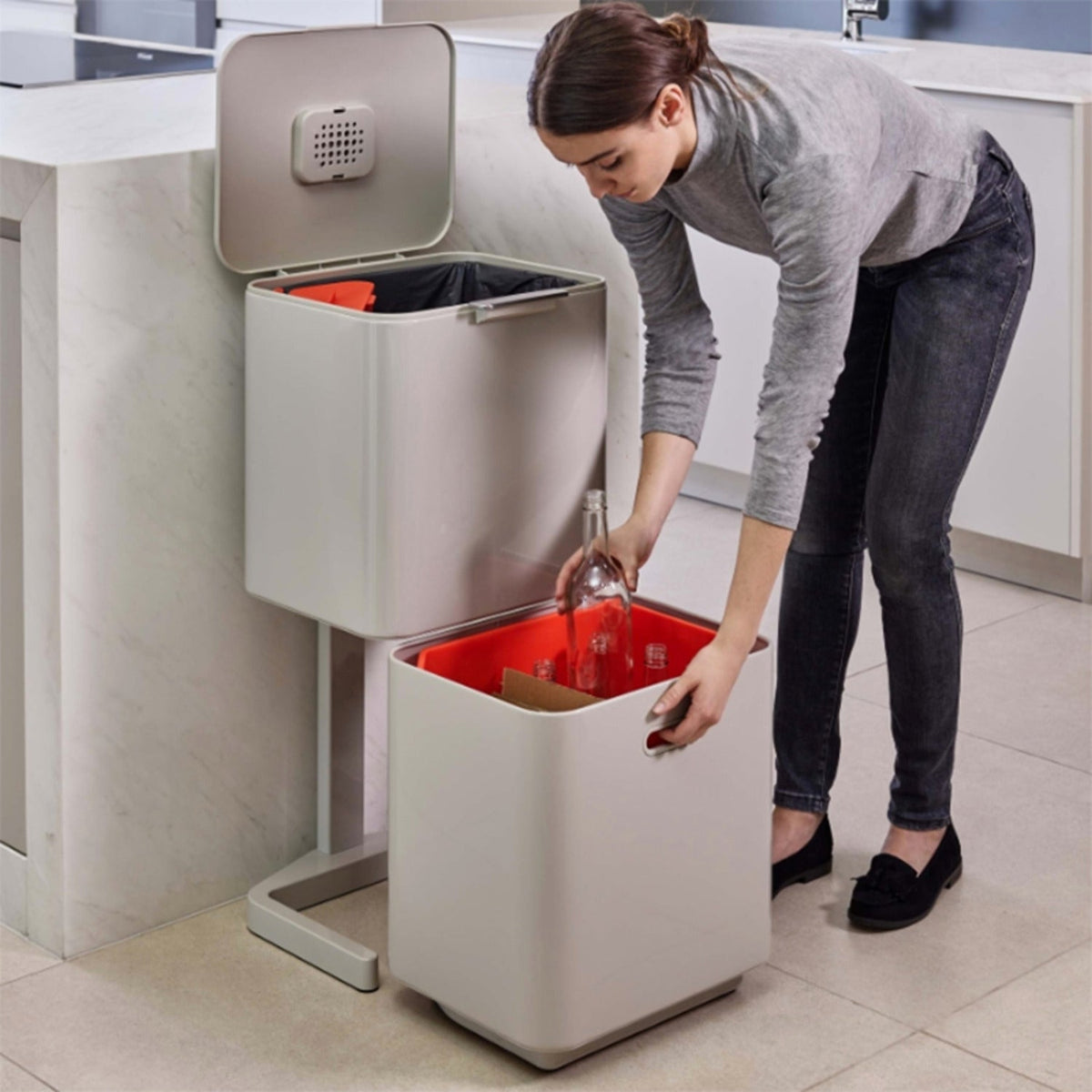 Joseph Joseph Totem Max Waste Recycling Unit - Stone 60L