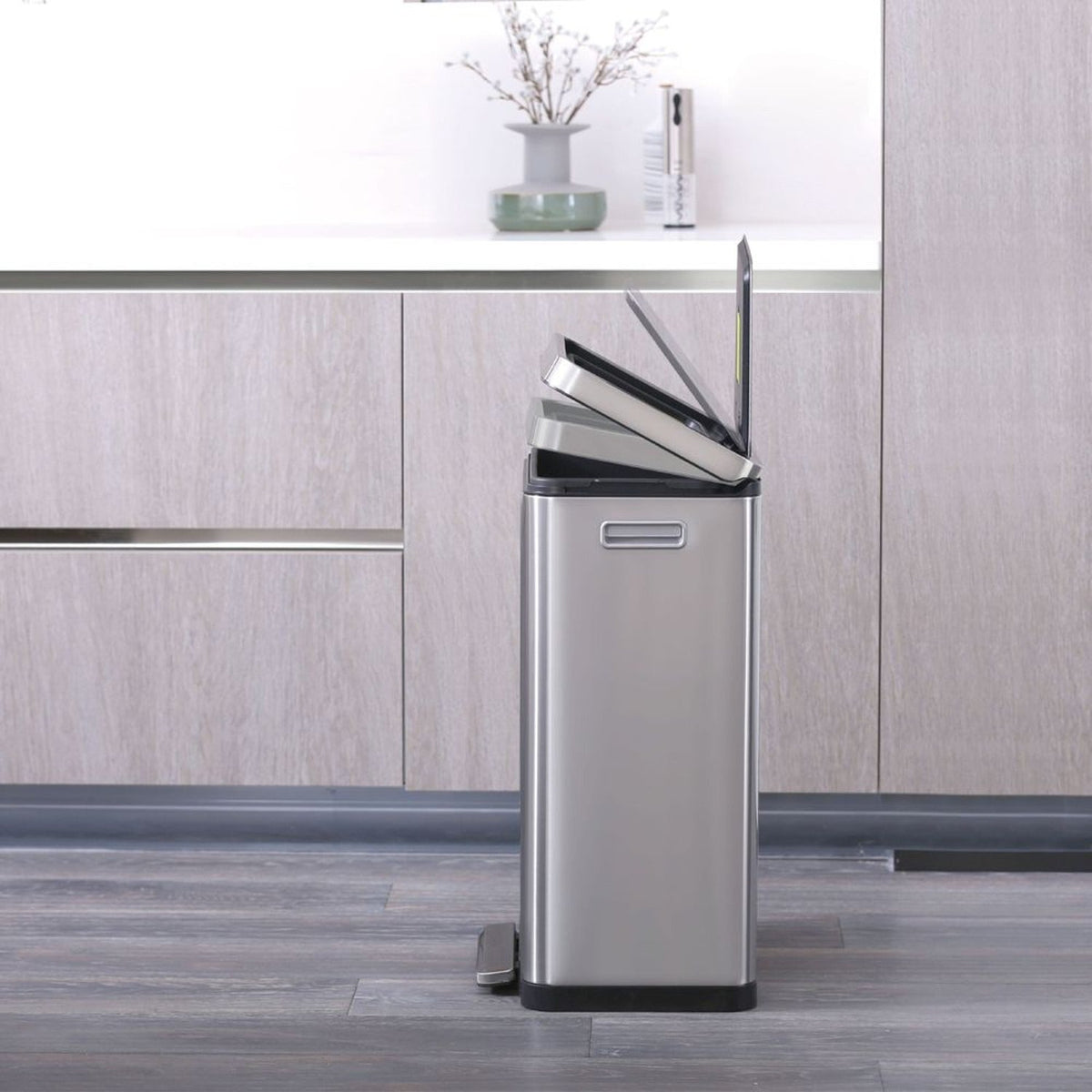 EKO® X Cube Kitchen Bin Brushed Stainless Steel 20+20L