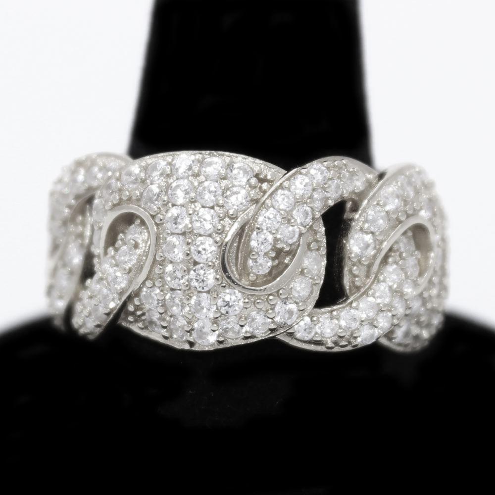 .925 Sterling Silver Cuban Mariner CZ Hip Hop Bling Ring
